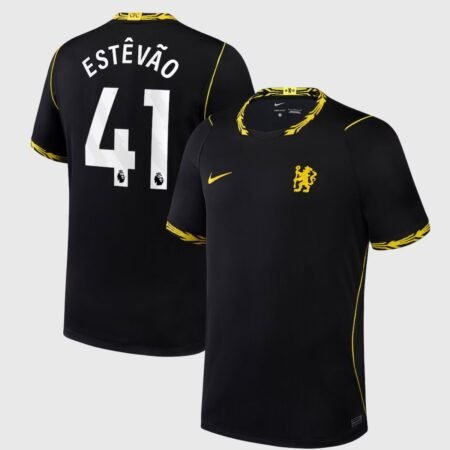 Camisa Chelsea FC Preta Estêvão #41 2026/27 Away II Masculina