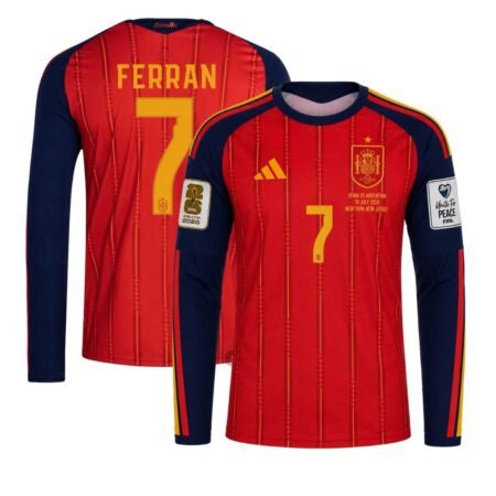 Camisa Espanha Ferran #7 Vermelho Final Copa 2026/27 Home Manga Longa