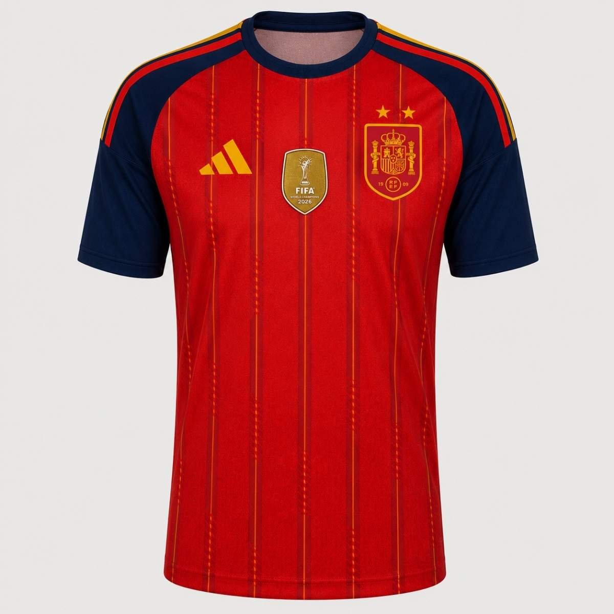 camisa-espanha-vermelha-campeã-copa-2026-home-masculina Camisa Espanha Vermelha 2 Estrelas Campeã 2026/27 Home Masculina