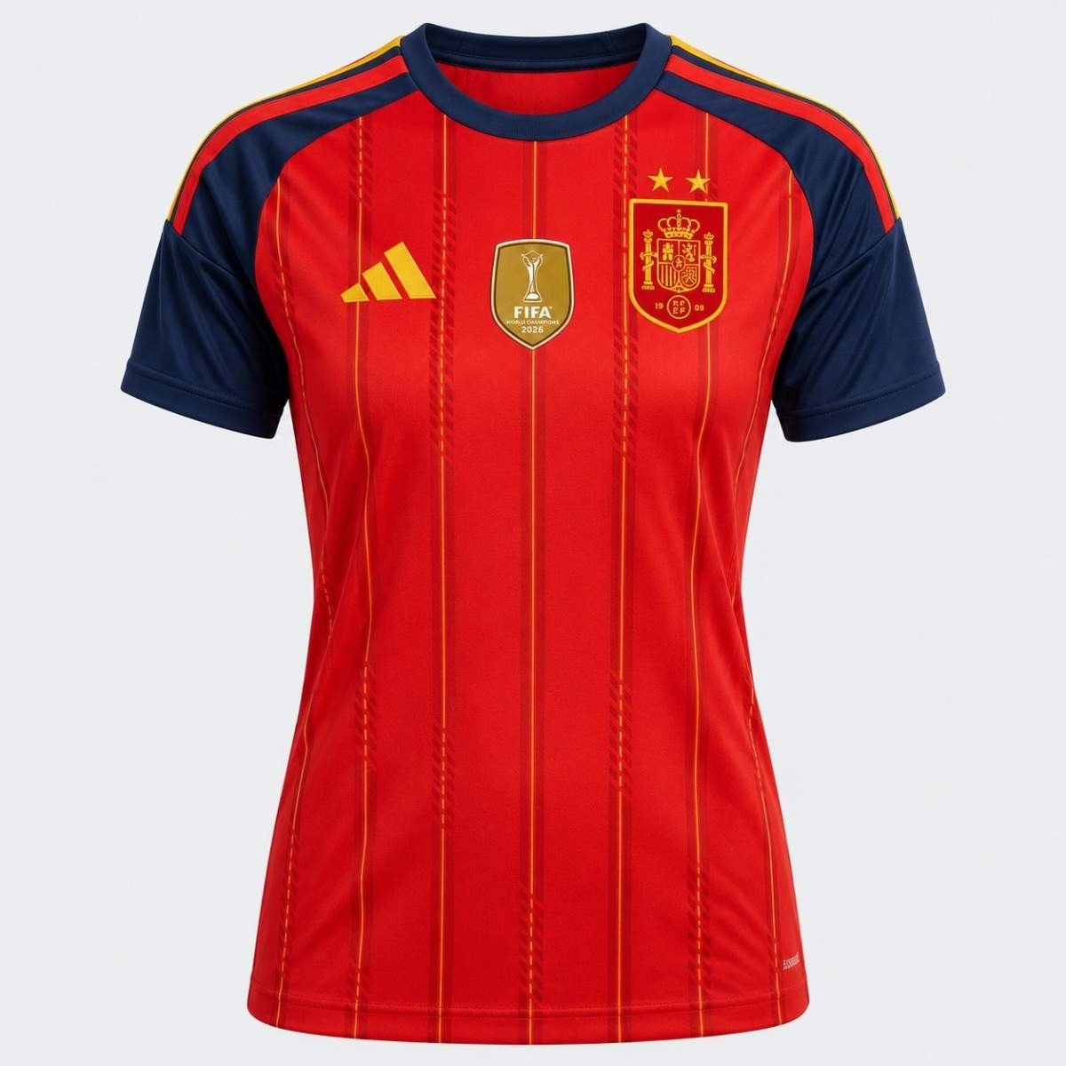 camisa-espanha-vermelha-campeã-copa-2026-homr-i-feminina Camisa Espanha Vermelha 2 Estrelas Campeã 2026/27 Home Feminina