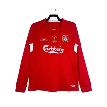 Camisa Liverpool FC Vermelho 2004/05 Home Manga Longa Retrô