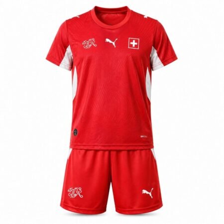Kit Infantil Suiça Vermelho Copa 2026/27 Home I Unissex