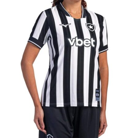 Camisa Botafogo Preta/ Branca Listrada 2026/27 Titular I Feminina