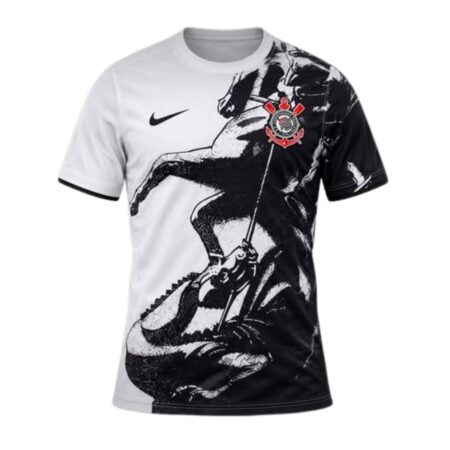 Camisa Corinthians São Jorge Pré-Jogo Preta/Branco 2026/27 Masculina