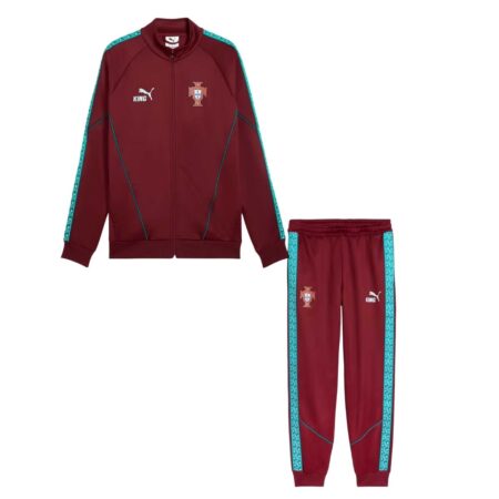 Conjunto Portugal Vermelho Vinho Viagem 2026/27 Copa Jaqueta + Calça Masculina