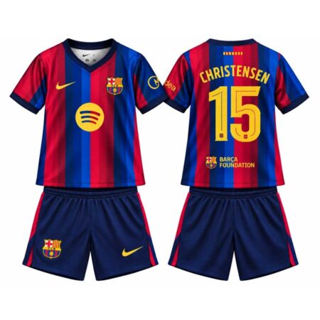 Kit Infantil Barcelona FC Christensen #15 Grená 2026/27 Home I Unissex