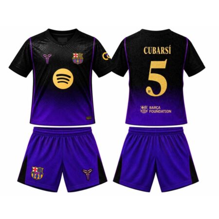 Kit Infantil Barcelona FC Cubarsi #5 Roxo Refletiva 2026/27 Away II Unissex