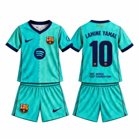 Kit Infantil Barcelona FC Azul Bebê Lamine Yamal #10 2026/27 Third III Unissex