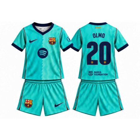 Kit Infantil Barcelona FC Azul Bebê Dani Olmo #20 2026/27 Third III Unissex