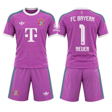 Kit Infantil Bayern de Munique Roxo Neuer #1 2026/27 Goleiro Unissex