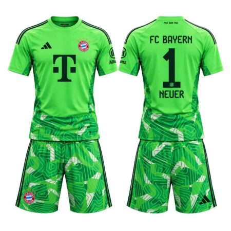 Kit Infantil Bayern de Munique Verde Neuer #1 2026/27 Goleiro Unissex